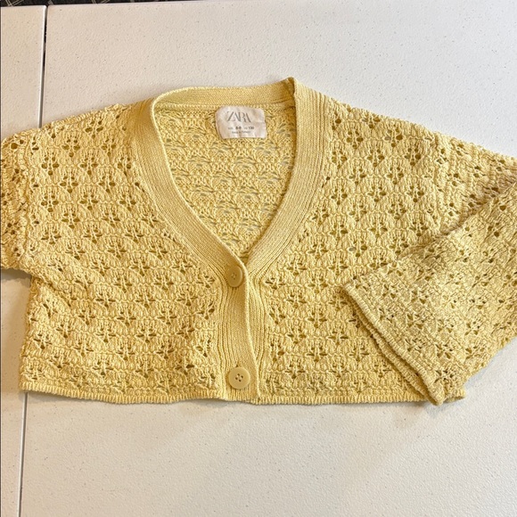 Zara Other - Zara Yellow Crochet Cardigan